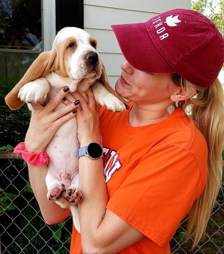 Danielle Prescott with their basset hound