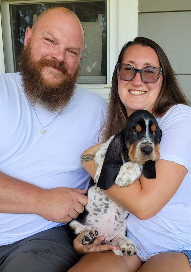 The Alvarez Family with their basset hound